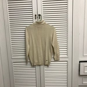 Nordstrom Ivory White Cashmere Cable Turtleneck